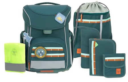 LÄSSIG 7-teiliges Schulranzen Set Kinder/School Set Slim Unique Dark Green