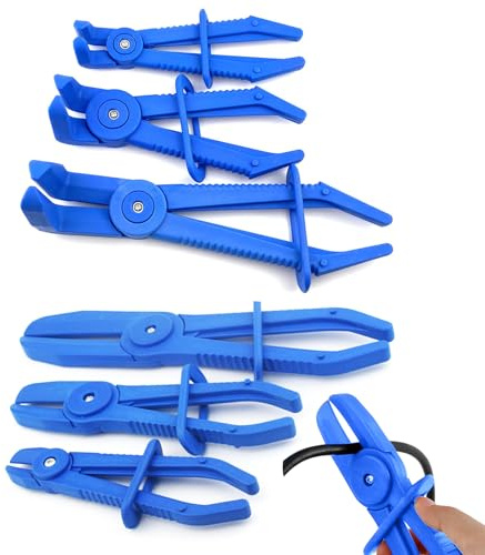 Yilceemy 6 pièces Pinces Tuyaux, Pince Durite Carburant, Pinces à Durite, en 3 tailles, pour arrêter le débit, pour les conduites de carburant, les tuyaux flexibles d'eau de refroidissement (Bleu)