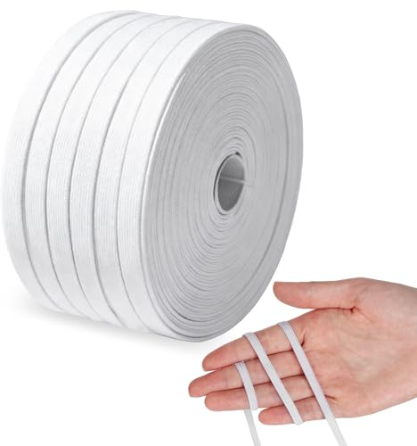 6mm Élastique 50 mètres Élastique à Coudre Elastique à Couture Cordon Elastique Plat Tricot Extensible Lourd Bobine Élastique pour la Couture et Le ménage DIY Artisanat