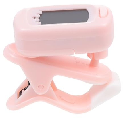 Abaodam Instrumentenstimmer für Gitarre Bass Violine Ukulele Chromatischer Clip Tuner mit LCD Display ABS Resin Gehäuse Pink 7X5,5X2cm