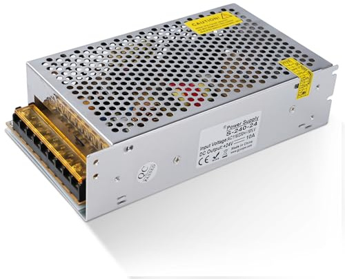 BuyWeek - Fuente de alimentación (24 V, 10 A, transformador de alimentación LED, 240 W, transformador de CA 115 V/230 V a CC 24 V, 10 A, adaptador para iluminación LED (S-240-24)