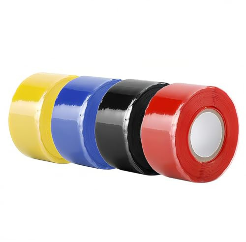 Wonninek Self-fusing Silicone Tape, 2.5cm Silicone Waterproof Self Fusing Tapes Amalgamation Rubber Tapes for Emergency Pipe Plumbing & Water Hose Leaks, Electrical Cords, Rescue Bonding 4Rolls