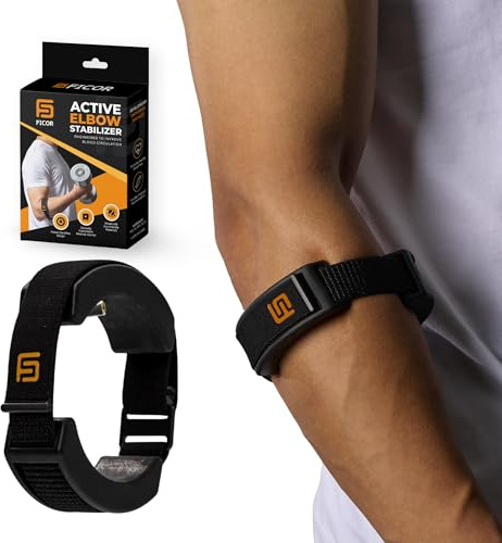 FICOR Elbow Brace for Tennis Elbow, Golfers Elbow, Tendonitis Relief Adjustable Compression Arm Support for Pain Relief at Work, Gym, Sports and Daily Use One Size Fits Most