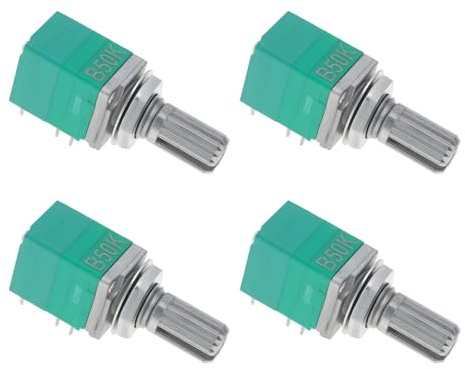 Create idea 4 x 8-poliges Linear-Potentiometer mit Schalter, Dual-Kohlefolie, B50K, 6 mm, RV097NS für Audio-Ausrüstungsverstärker