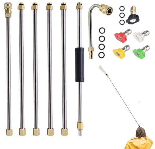 Varilla Extensible para Hidrolimpiadora,Extensión De Boquilla Para Hidrolimpiadora De 276 bar | Boquilla Para Máquina De Limpieza,Para Jardín, Terraza, Entrada, Patio, Tejado, Hormigón Y Patio