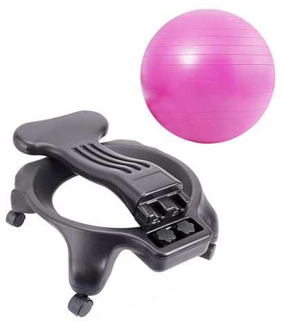 SRNSAEB Yoga Balance Ball Stuhl Großer Gymnastikball für den Schreibtisch, aufblasbarer Yogaball für Schwangerschaft, Fitness und Geburt, Gymnastikball-Stuhl mit Fußpumpe und(Pink)