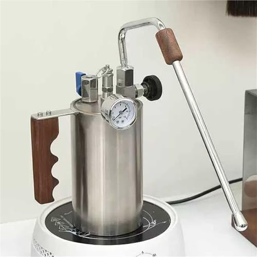 Outdoor Commercial 4 Bar Milk Frother, 500ML Steam Boiling Water Frothing Machine, With 3-Hole Nozzle, Air Pressure Gauge Wooden Handle, For Open Flame And Induction Hob Heating