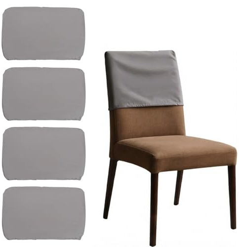 WIBELRYUSN 4 Stück Hussen für Stühle, Stuhllehnen Überzug, Bürostuhl Bezug Elastischer Polyester, Kopf Kissenbezug Stuhlrückenbezüge Universal für Hotel Home Office(Grau | H28*W48 cm)
