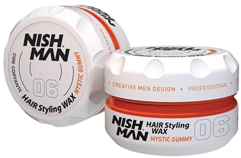 NISHMAN Hårstylingvax för Män 06 – Mystic Gummy 150g – Päron Doft – Naturlig Glanslook – Stark Hold – Herrars Hårgel Aqua Wax – Långvarig Kontroll och Definition