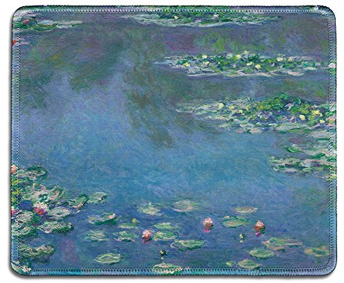 dealzEpic - Art Mousepad - Natural Rubber Mouse Pad with Famous Fine Art Painting of Water Lilies in The Pond (Nympheas) by Claude Monet - Stitched Edges - 9.5x7.9 inches