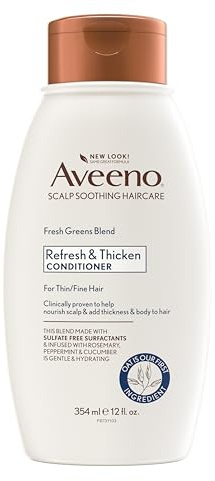 Aveeno Fresh Greens Blend Natural Volumizing Conditioner, Cucumber, Rosemary, for Fine Hair, 12 fl oz