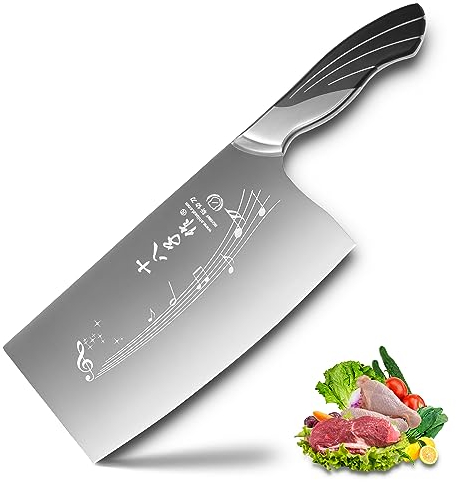 SHI BA ZI ZUO Coltello da cucina cinese da 7 pollici Coltello da verdura Coltello da chef professionale con manico in acciaio inossidabile con codolo completo