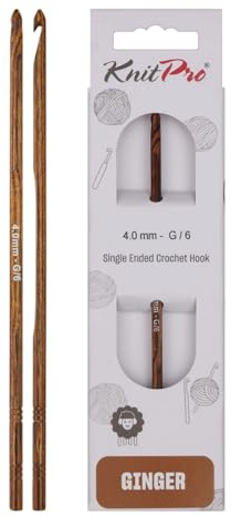KnitPro - KnitPro Ginger Trä (4.00mm) Enkeländad Handgjord Virknål - 1 Virknål