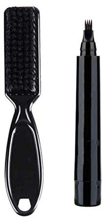 Bartvoll - Lápiz para barba y pincel para reparación de bigote masculino, resistente al agua, cobertura duradera y acabado natural, color negro