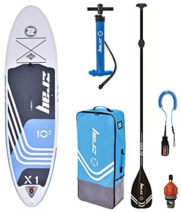 Zray - Sup Stand Up Paddle Gonflable X-Rider 10.2' - PB-ZX1E - Planche Gonflable Dropstitch - Leash, Pagaie, Pompe, Sac de Transport et Kit - Option Siege Kayak - Jusqu’à 125kg - 259l - 310x81x15cm