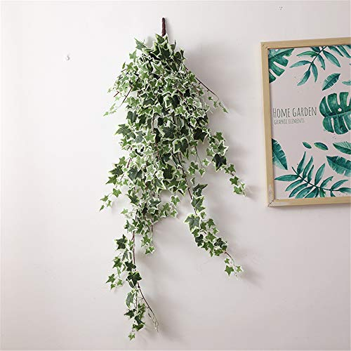 fleur artificiel,Bouquet de fleur artificielle de vigne de coeur de cochon de lierre, décoration murale décoration mariage feuille verte fausse vigne creeper fausse fleur-lierre bordure blanche
