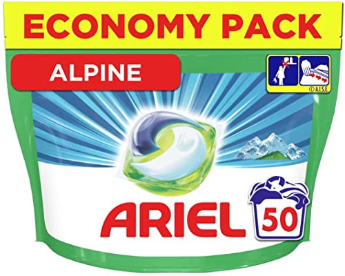 Ariel All-in-1 Pods Waschmittelkapseln, 50 Waschgänge, Alpine, wirksam auch bei Kälte und Frische nachhaltig
