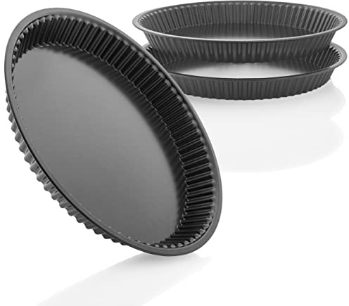 Grizzly Set of 3 Cake Bottom Moulds with Wavy Edge, Ø 30 cm, Non-Stick Coated, Pick Mold Set, for Bites, Fruit Cakes, Cake and Quiche