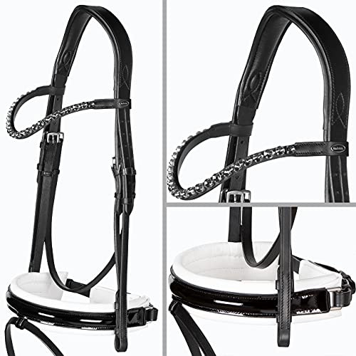 Heinick-Reitsport Trense anatomisch Motion Weiß Lack breites RH Zaumhaken ~ Warmblut ~ Auswahl (Glow-Ash)