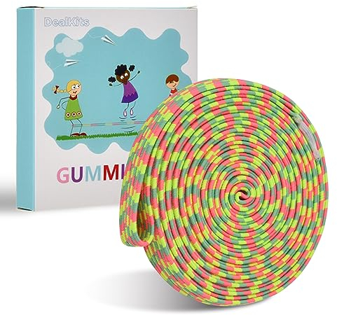 Gummitwist Kinder Set, DealKits Gummi Rubber Twist Spiel Hüpfgummi Gummiband Springseil 4M mit Anleitung, Kinderspiel Gartenspiele Pausenspiel, Einschulung Geschenk für Mädchen & Junge ab 5 Jahren