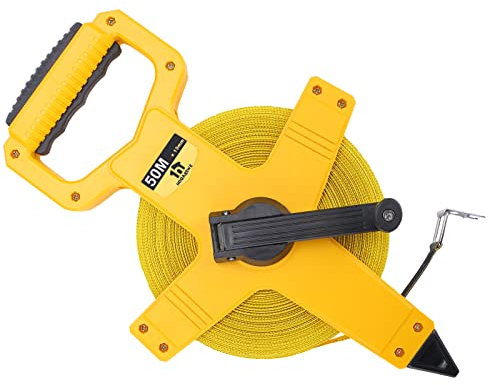 HOGARSWE Open Reel Fiberglass Tape Measure, 165 Foot Tape Measure by 1/2-Inch, Inch/Metric Scale for Engineer,Outdoor, Athletic Field, Impact Resistant ABS Shell (165FT/50M）