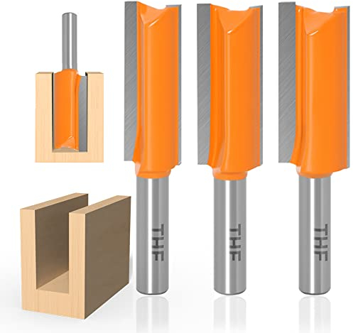 TXHF 3 Stück 8mm Schaft Gerade Fräser Set Holz Fräser Router Bit Oberfräser Nutfräser Holzfräser Fräser - 14mm,16mm,18mm