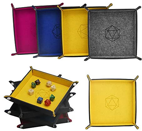 KISLANE 4-Pack Folding Felt Dice Trays for DND, RPG & MTG (Blue)