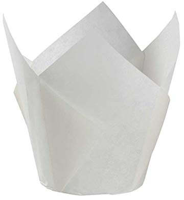 HEMOTON 100 Stück Cupcakes Cuake Weiße Tassenförmchen Muffin Geburtstag Geburtstage Backeinlagen Tulpen Baby-Blumenverpackungen Mm Formende Duschen Papierverpackungen Gefälligkeiten