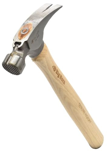 Big Horn 15127 16 Oz California Claw Hammer – Milled Face, Magnetic Nail Starter, Forged Steel Head, Straight Hickory Handle for Construction, Carpentry & Framing Work