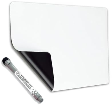 GRAFBURG Magnetische Whiteboard Folie A4 – Haftet ohne Kleben – Magnettafel für Kühlschrank & Metall – Abwischbar inkl. Magnet-Stift & Löscher – Ideal als Wochenplaner, Einkaufsliste & Menüplan – Weiß