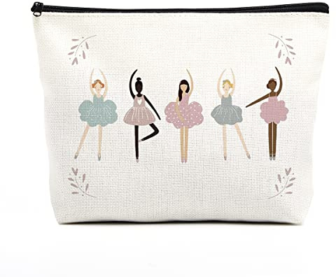 fkovcdy Dance Bag, Ballerina Makeup Bag, Dance lover Gifts, ballet Cute Small Cosmetic Bag, for dancing dancer recital gift little girl teen student birthday Christmas graduation travel Gifts