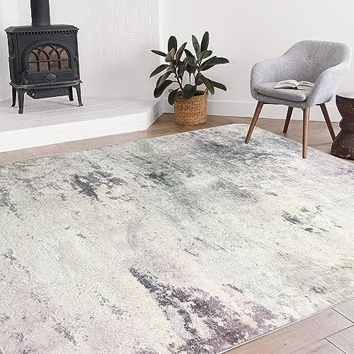 ASIinnsy Teppich Wohnzimmer Schlafzimmer Kurzflor Teppiche Modern rutschfest Weich Teppich Groß (Grau/Multi, 160 x 200 cm)