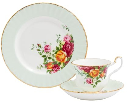 Royal Albert Old Country Roses Tazza da tè Piattino Piatto Felce 3PCS