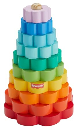 Fisher-Price Ring-Stapelspielzeug aus Holz für Kleinkinder, 10 Holzteile für Stapelspielspaß für Kinder ab 18 Monaten, HXT77