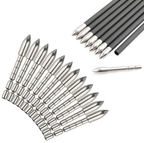 Pointe de Flèche Insert Tête de Flèche en Acier Inoxydable 60/70/80/100/120/150/200grain Pointes pour Flèches en Carbone ID 4.2mm