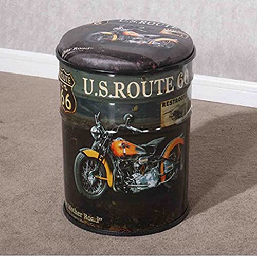 Miuxe Dekorative Fußhocker Ölfass Eimer Stuhl Retro Geschmiedeter Nostalgischer Vintage Ölfass Hocker Barhocker Poufs Eiseneimer Lagerung Metallhocker