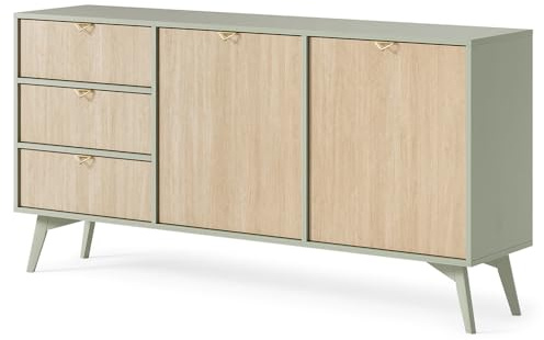 Lomadox Kommode Sideboard 158cm in grün, Front mit Fischgrätenmuster