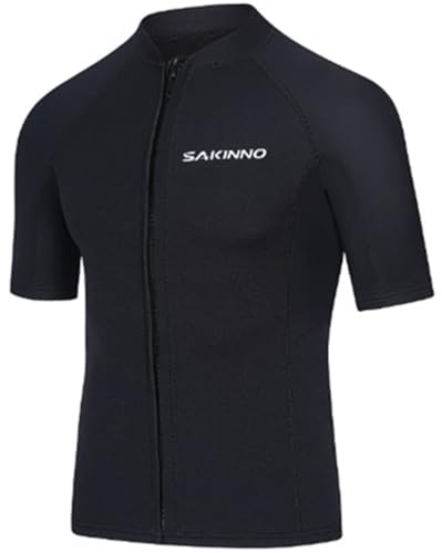 SaiDuoDuo Wetsuit Top Men 2mm Wetsuit Jacket Neoprene Long Sleeve Diving Suit for Water Sport,Black,3XL