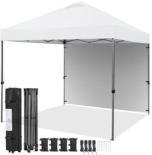Yaheetech Carpa Plegable 3x3 m con 1 Pared Lateral Ajustable 262-282 cm