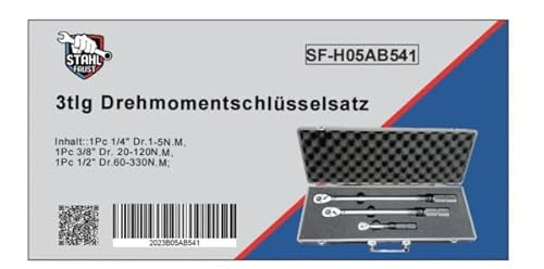 Stahl-Faust Juego de llaves dinamométricas de 1/4-3/8-1/2 pulgadas en maletín de aluminio, 3 piezas