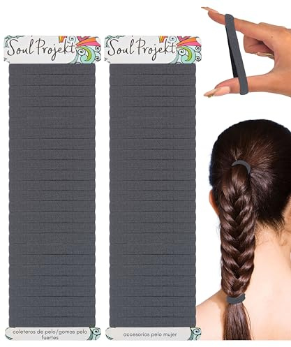 Soul Projekt Grau Haargummi Damen und Mädchen für Schulanfang 50pk 8mm | Zopfgummis, Haarbänder & Hair Ties ohne Metall, Haargummis Dick und Dünnes Haar, Hair bands für Kinder und Erwachsene