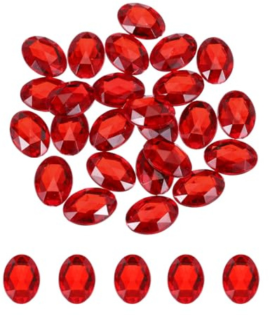 QUARKZMAN 25 Stück Strasssteine Knallrot, 25x18mm, Glitzersteine zum Basteln und Rhinestones, für DIY Basteln, Perlen, Hochzeit Party, Kostüme, Schmuckherstellung