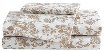 Betsey Johnson - Queen Bed Sheets, Soft & Lightweight Bedding, Fade & Wrinkle Resistant (Garden Toile Brown, Queen)
