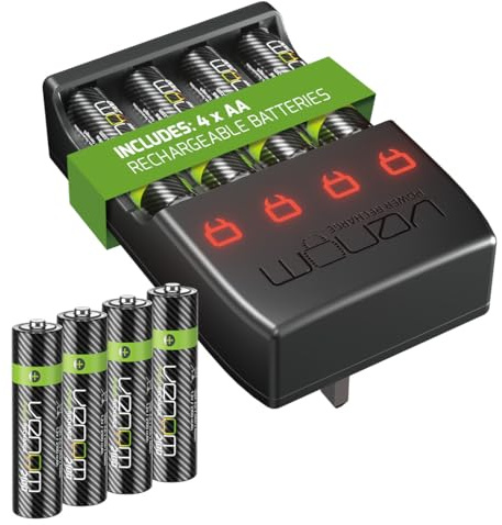 Venom Pro Charge Plug In Wall Battery Charger plus 4 x AA Rechargeable Batteries