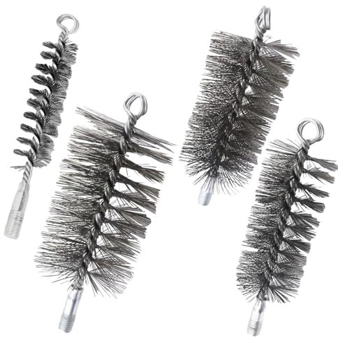 WEGREAT Cepillo para escoba de chimenea: 4 cepillos para tubo de estufa, cepillo de chimenea, cepillo duradero para caldera de calefacción de alambre de acero robusto para limpiar chimeneas, calderas,