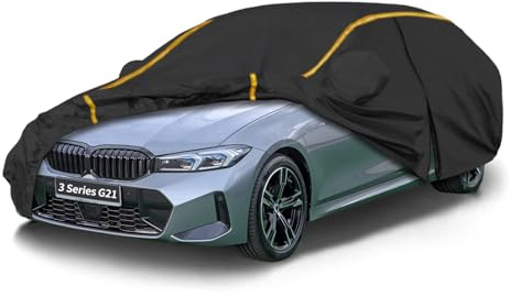 Autoabdeckung Wasserdicht für BMW 3 Series G21 Touring(2019-2022),Vollgarage Autoplane für Regen Sonne Staub Schutz Schneeschutz,Winter Sommer Auto Abdeckplane Outdoor Atmungsaktiv