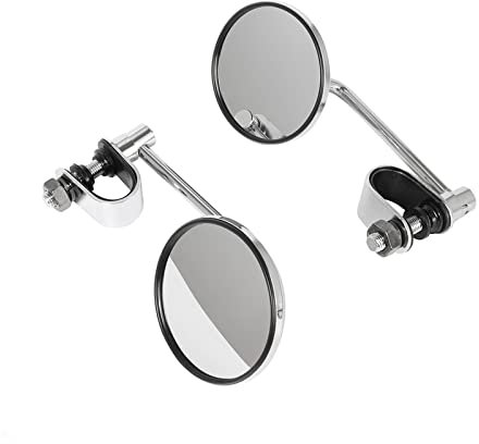 Lenkerendenspiegel 1 Paar 22-25mm Motorrad Lenker Spiegel Runde Konvexen Clip Retro Für Chopper Für Cruiser Für Motorrad Spiegel(Silver)