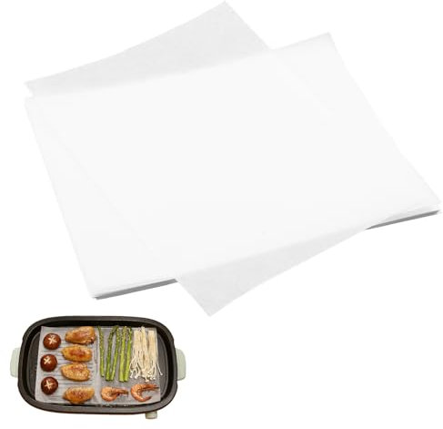 50 PCS Papel Horno, 20x15 cm Papel Vegetal Antiadherente Precortado, Papel de Horno Freidora Aire Ecológico de Cocinar Hornear y Asar, Papel Antigrasa para Bandejas de Horneado Galletas Pasteles Carne