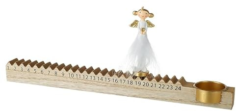 Heaven Sends Calendario natalizio in legno per conto alla rovescia con angelo e porta lumini, 35 cm, decorazione per l'avvento festivo, idea regalo per Natale, calendario dell'Avvento