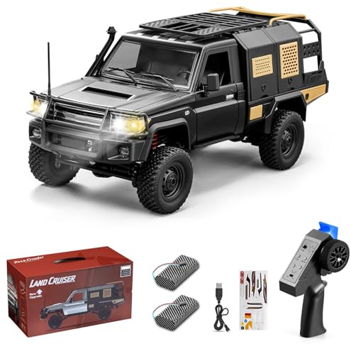 Hylukon Remote Control Cars MN-82S 1/12 RC Crawler 2.4G 4WD Rock Crawler AllTerrain LED Lights 80mins Fun Time Indoor Outdoor Offroad Vehicle Toy Gifts for Adult 2 Rechargeable Battery Silver Grey